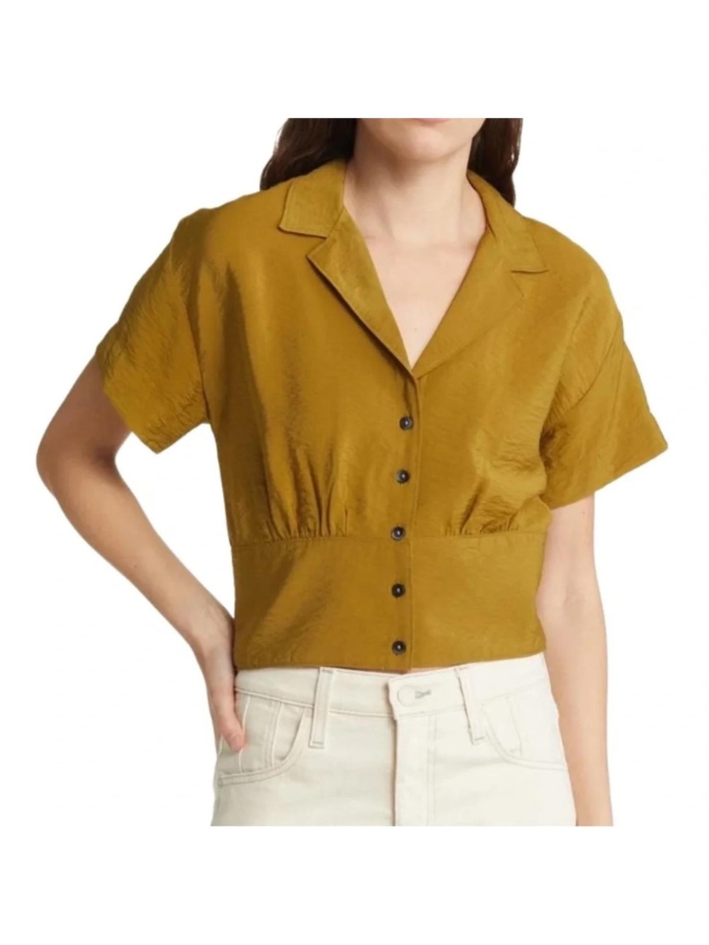 Madewell Drapey Banded-Bottom Button-Down‎ Top